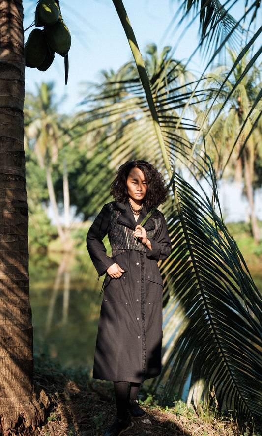 Handwoven Copenhagen Trench - Black Green