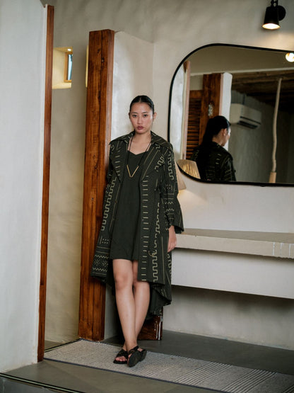 Kobe Long trench-Mud Print