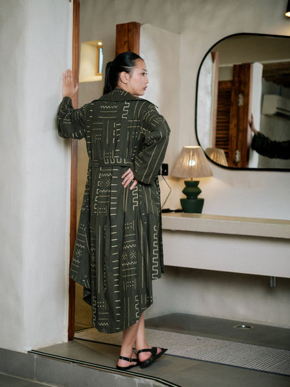 Kobe Long trench-Mud Print