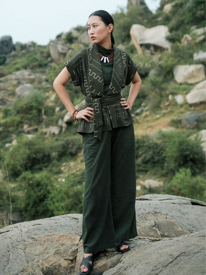 Berlin Shawl collar Top-Mud Print