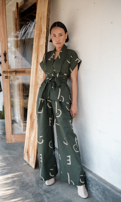 Berlin Shawl Collar Line Printed-Set