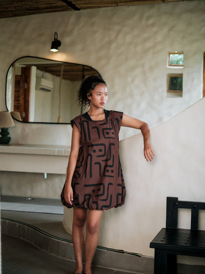 Nara gather dress-Tribal Print