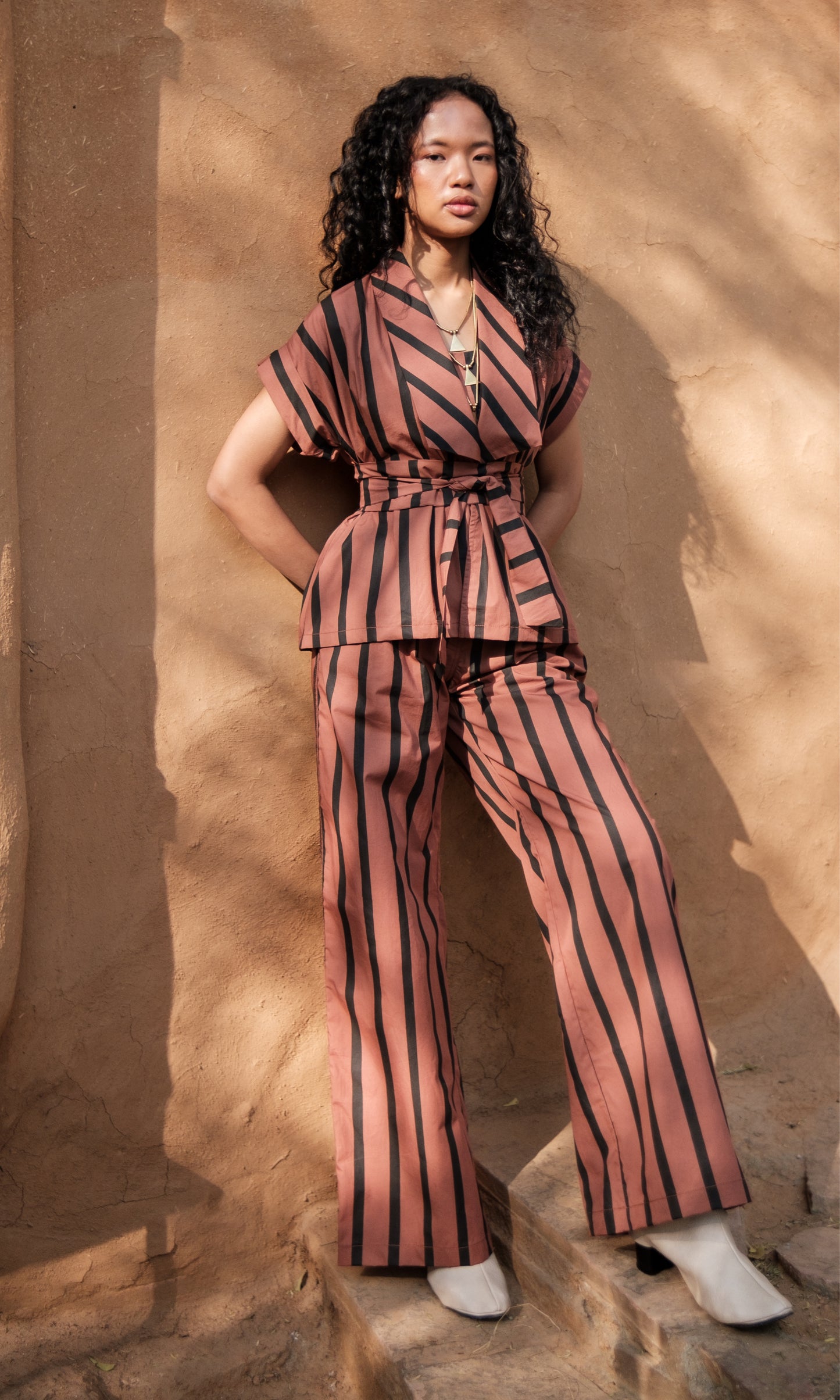 Berlin Shawl Collar Striped-Set