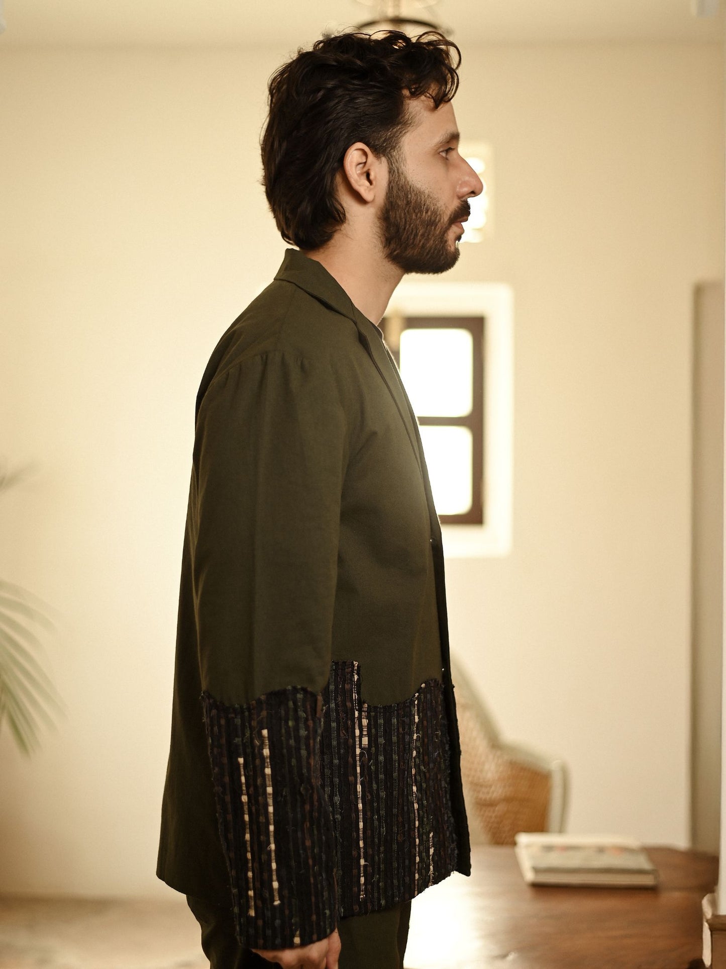 Upcycled Handwoven Ying Yang Blazer - Green