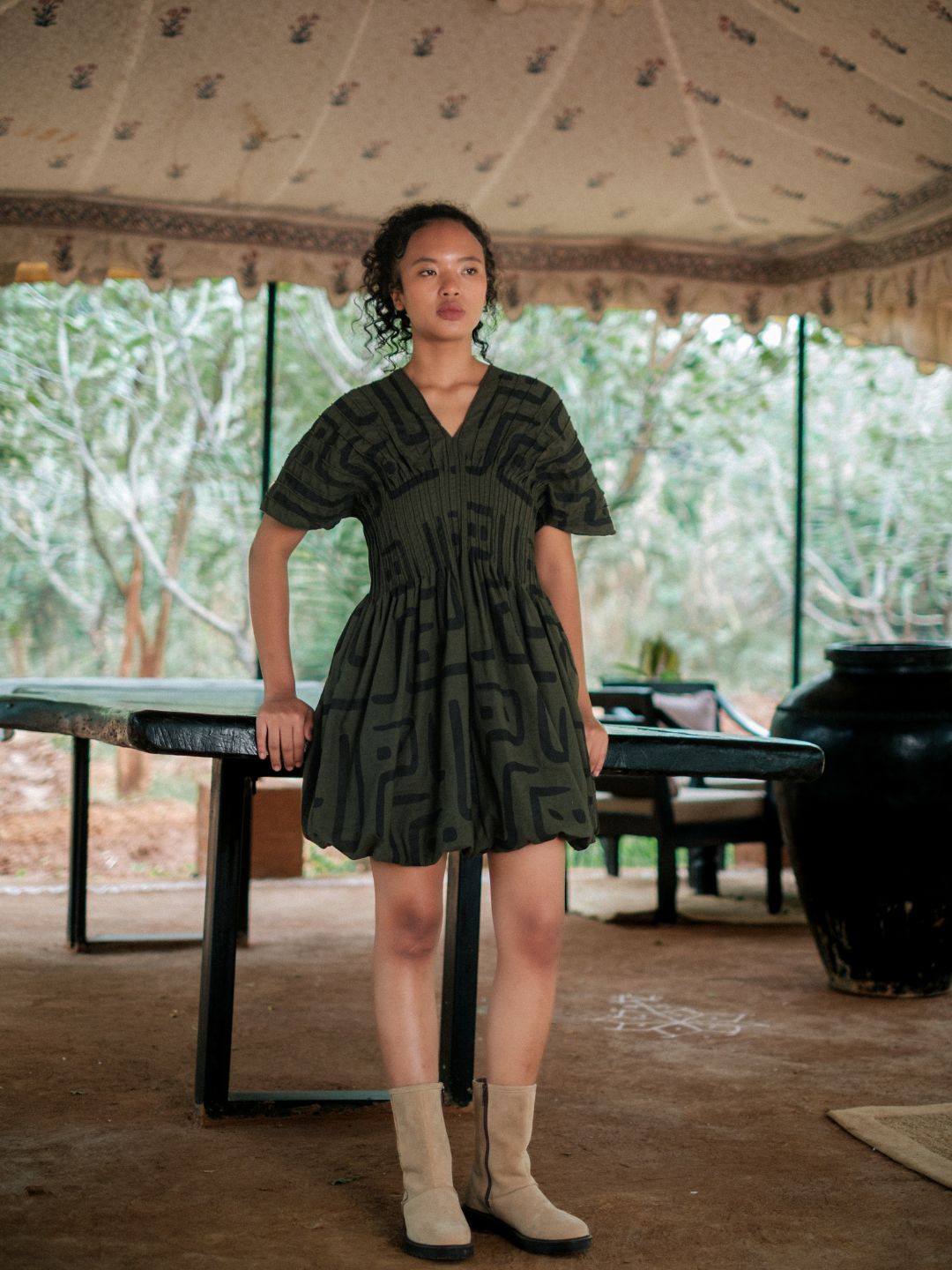 Meknes Kimono Dress-Tribal Printed