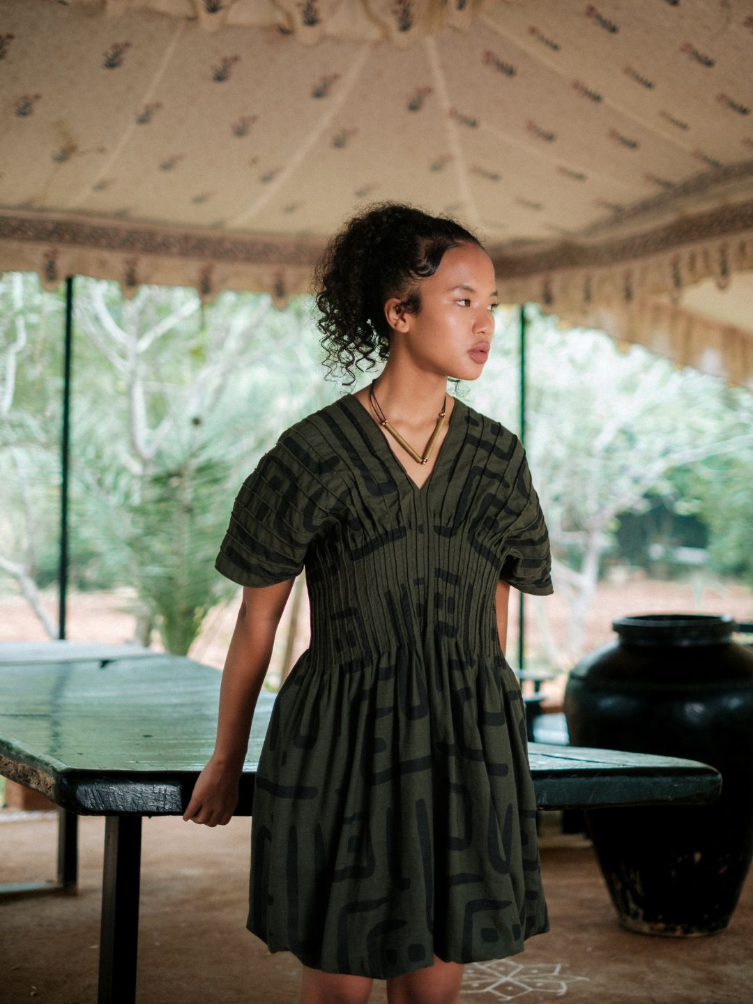 Meknes Kimono Dress-Tribal Printed