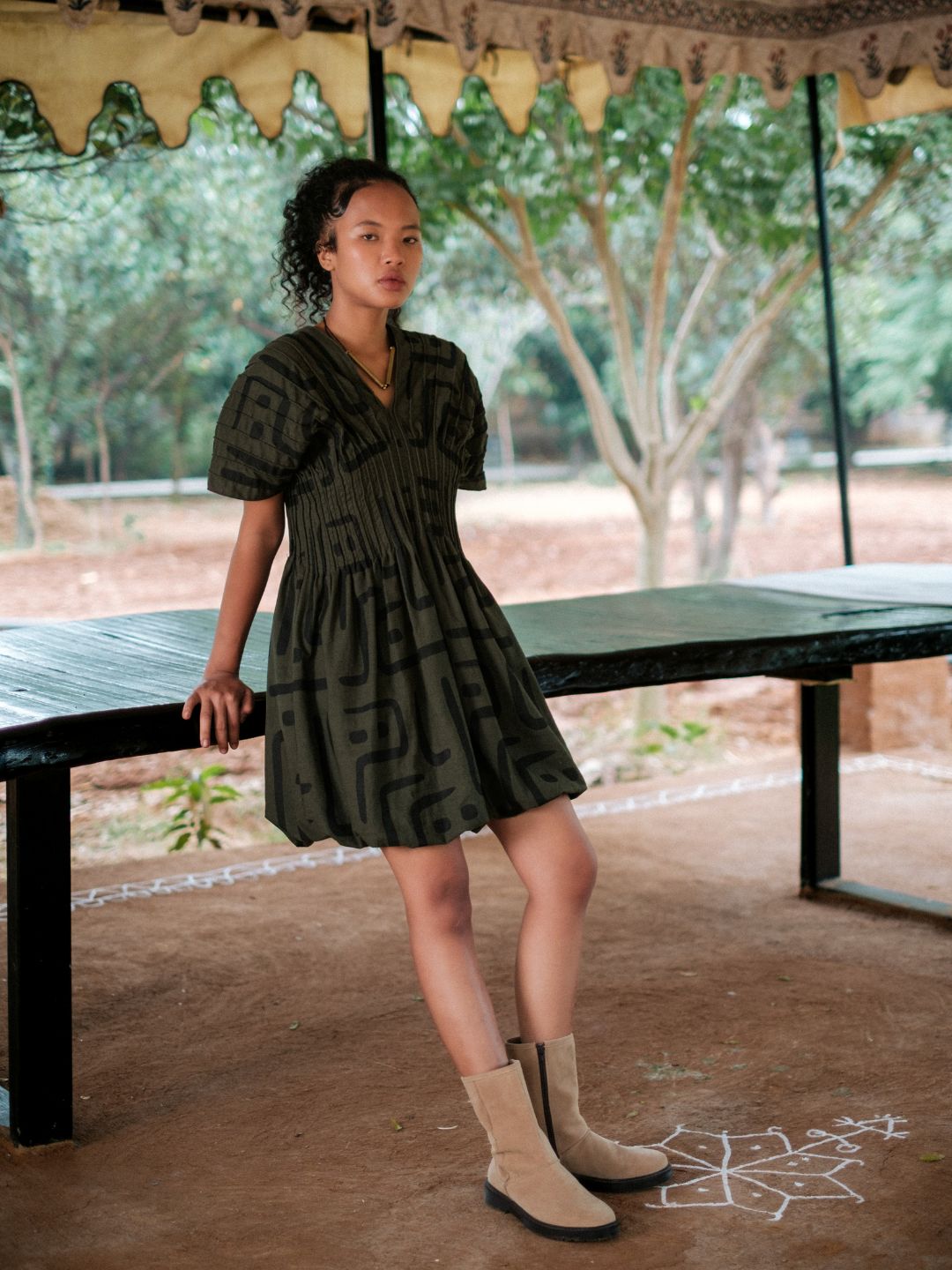 Meknes Kimono Dress-Tribal Printed