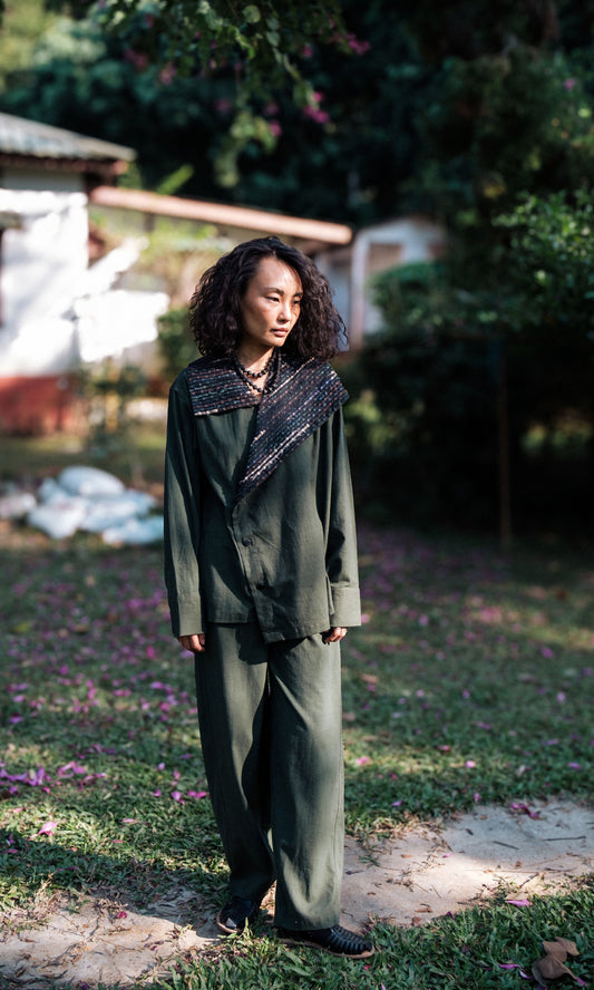 Handwoven Barrel Pants - Green