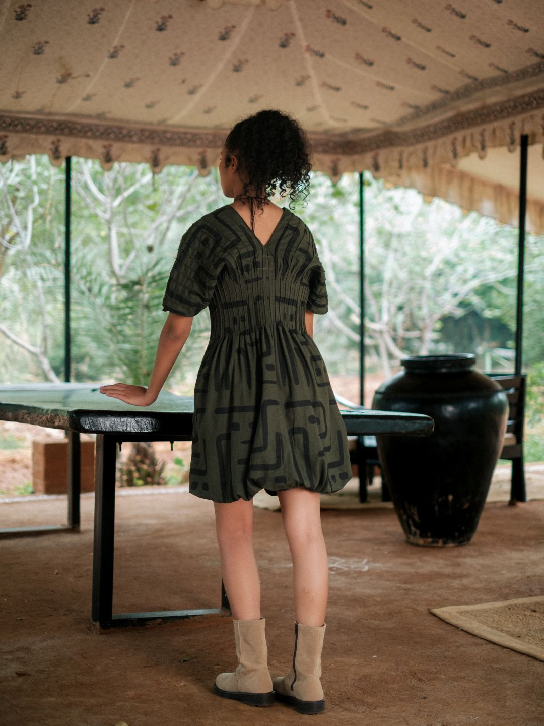 Meknes Kimono Dress-Tribal Printed