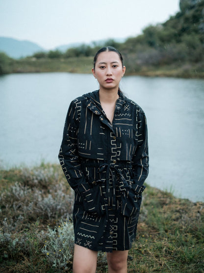 Bodrum Utility Jacket Dress-Mud Print