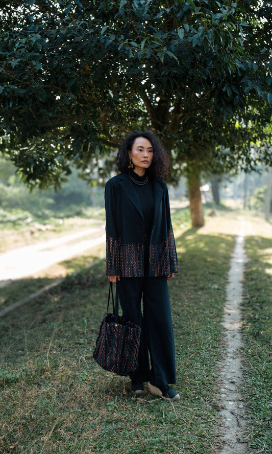 Handwoven Ying Yang Blazer - Black Copper