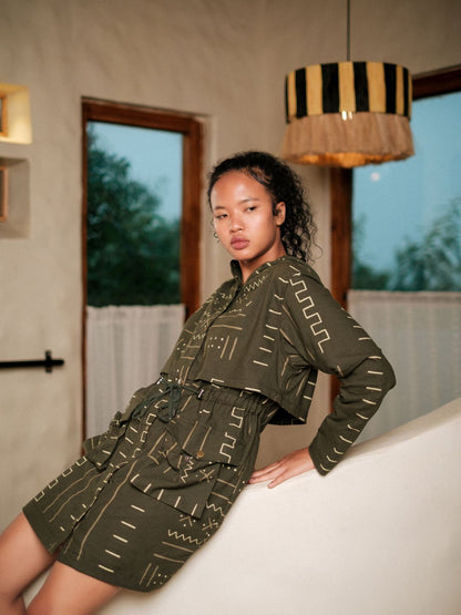 Bodrum Utility Jacket Dress-Mud Print