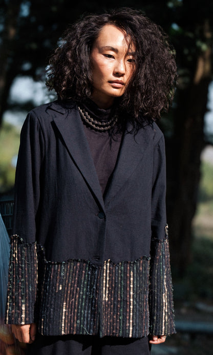 Handwoven Ying Yang Blazer - Black Green