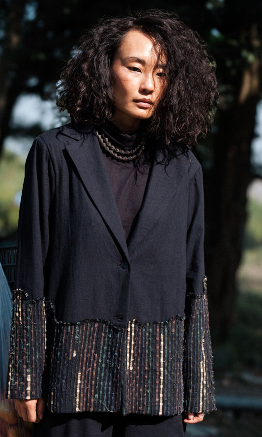 Handwoven Ying Yang Blazer - Black Green