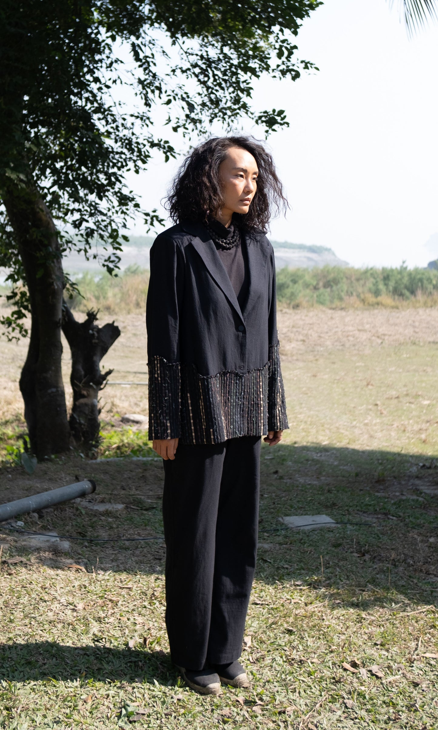 Handwoven Ying Yang Blazer - Black Green