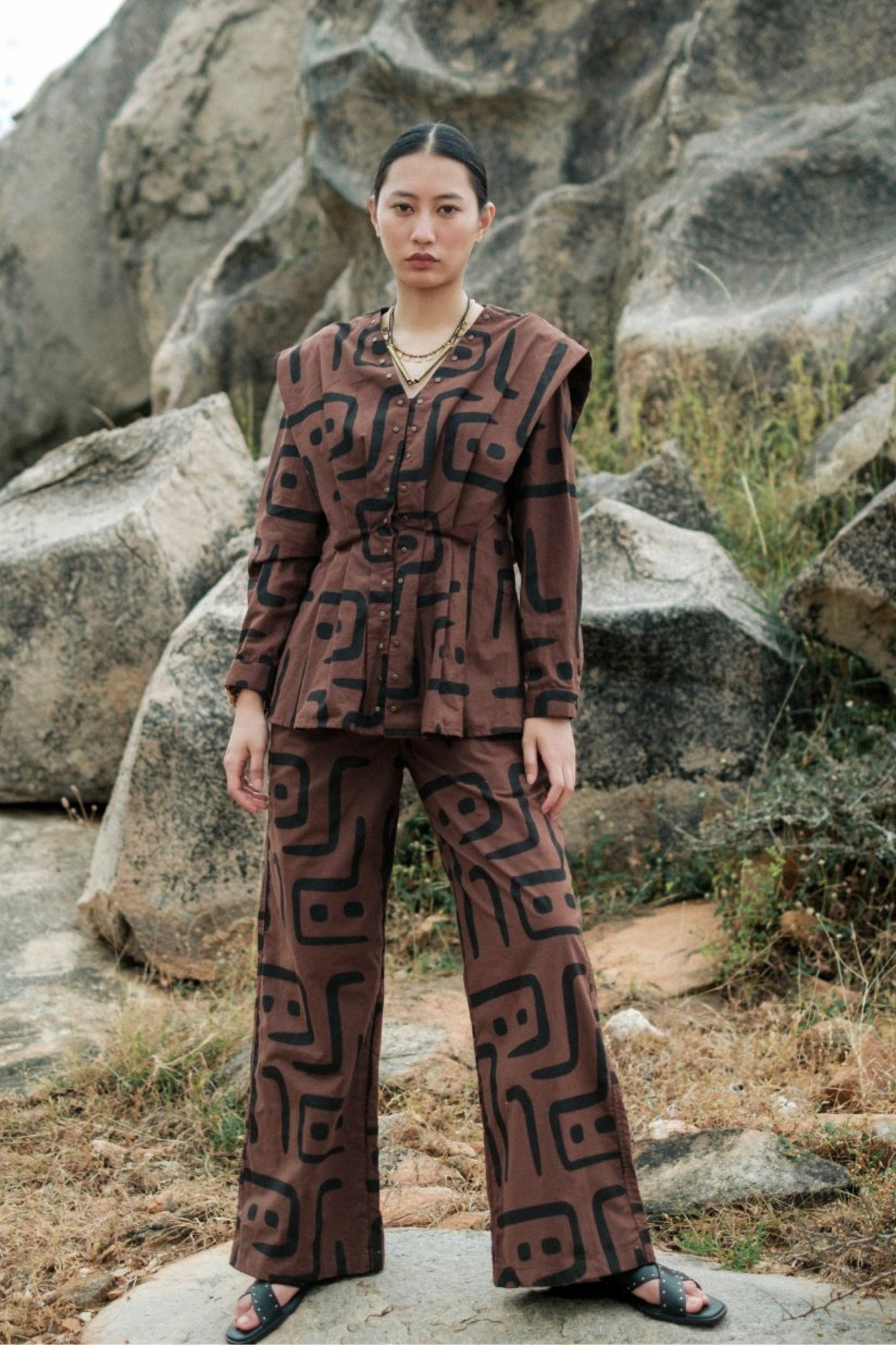 Izu Peplum Set-Printed