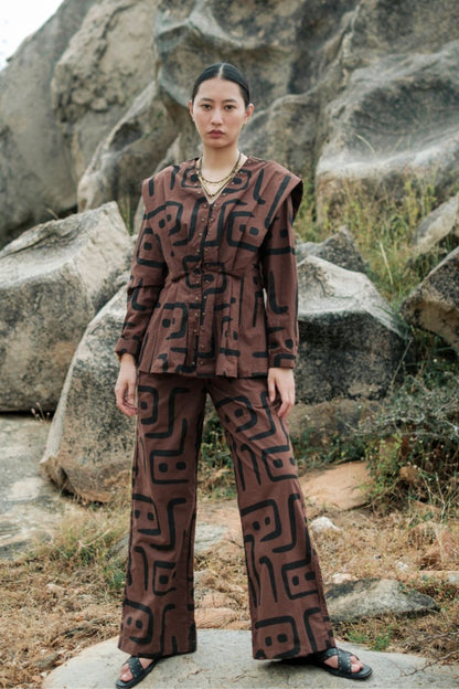Izu Peplum Set-Printed