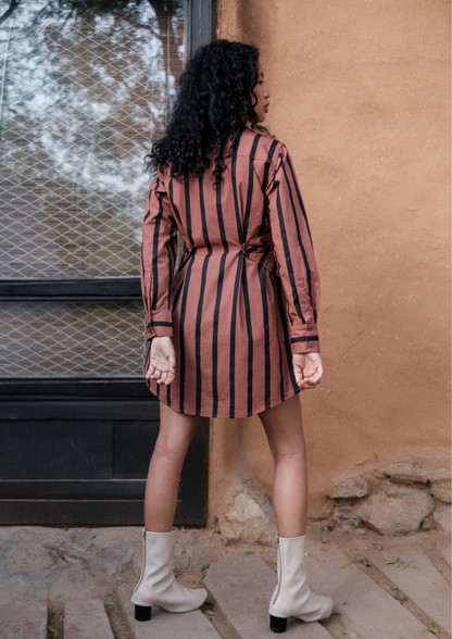 Seattle Wrap Shirt Dress - Striped